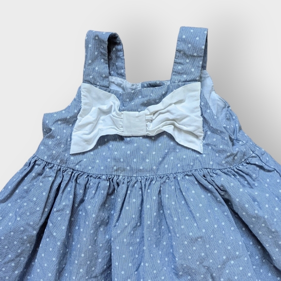Gymboree 18-24 Months Toddler Girl Blue Polka Dot Dress with Bow and Lining - Picture 2 of 5